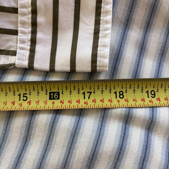 Talbots striped shirt moss green Medium Poplin Cotton Nautical Stripe - Picture 7 of 8